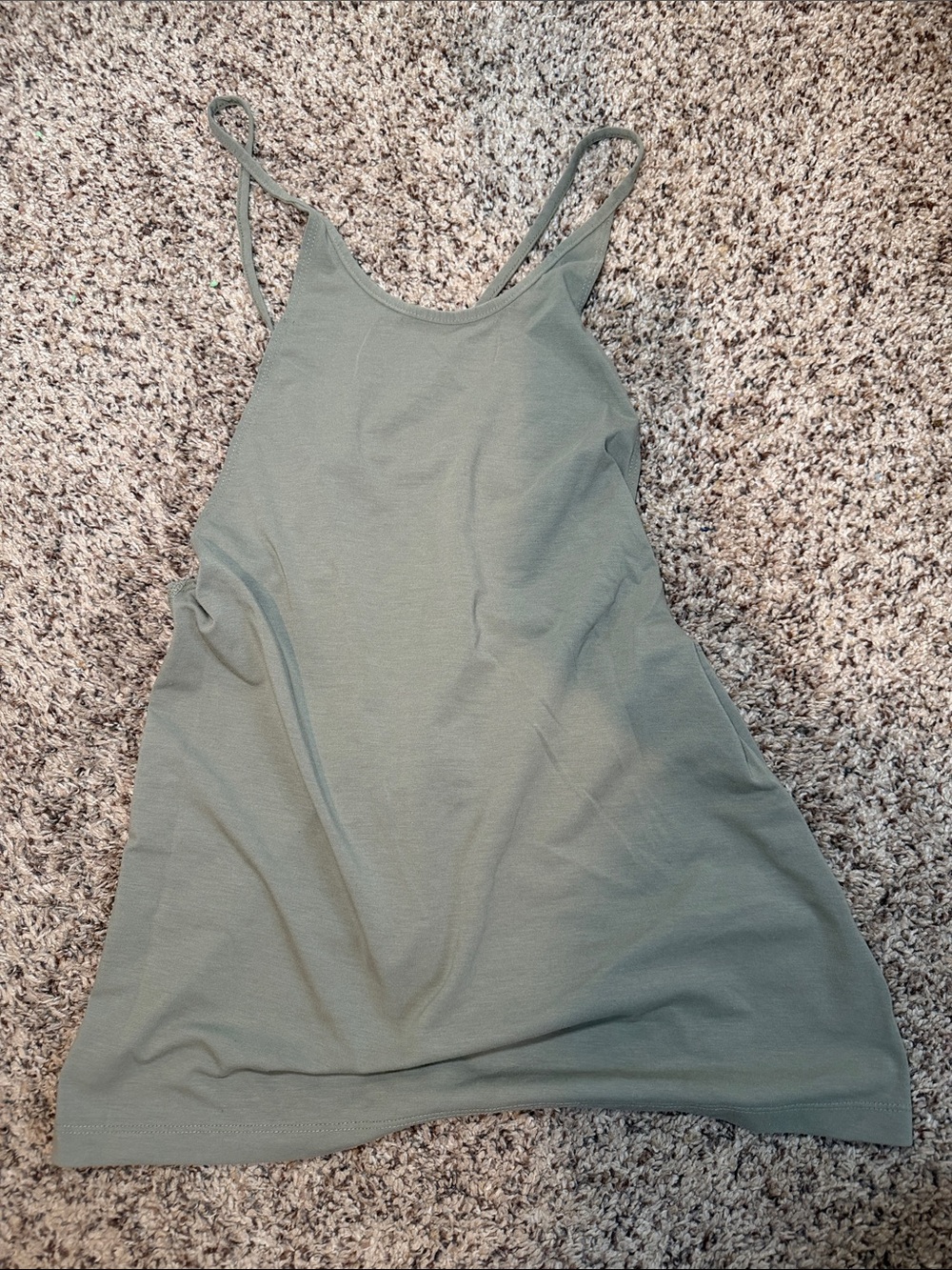 Sleek Olive Green Spaghetti Strap Tank - Women